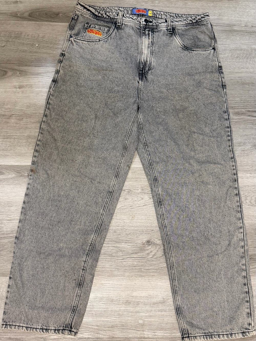 Empyre Relaxed Gray Washed Jeans with Pocket Patch